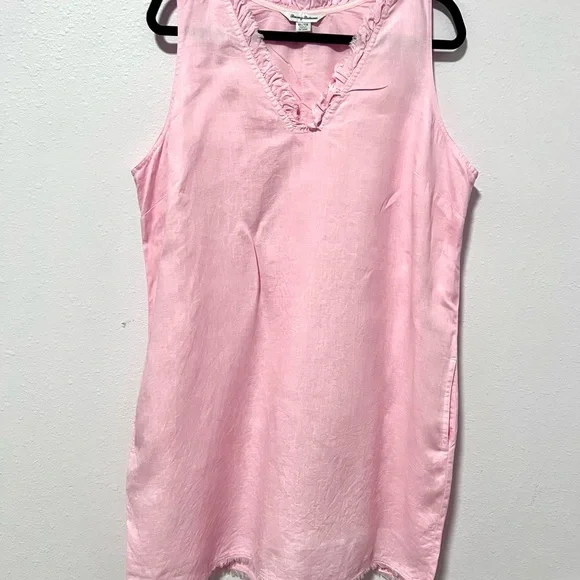 Tommy Bahama Two Palms Ruffle V-Neck Linen A-Line Dress XL - Picture 3 of 8